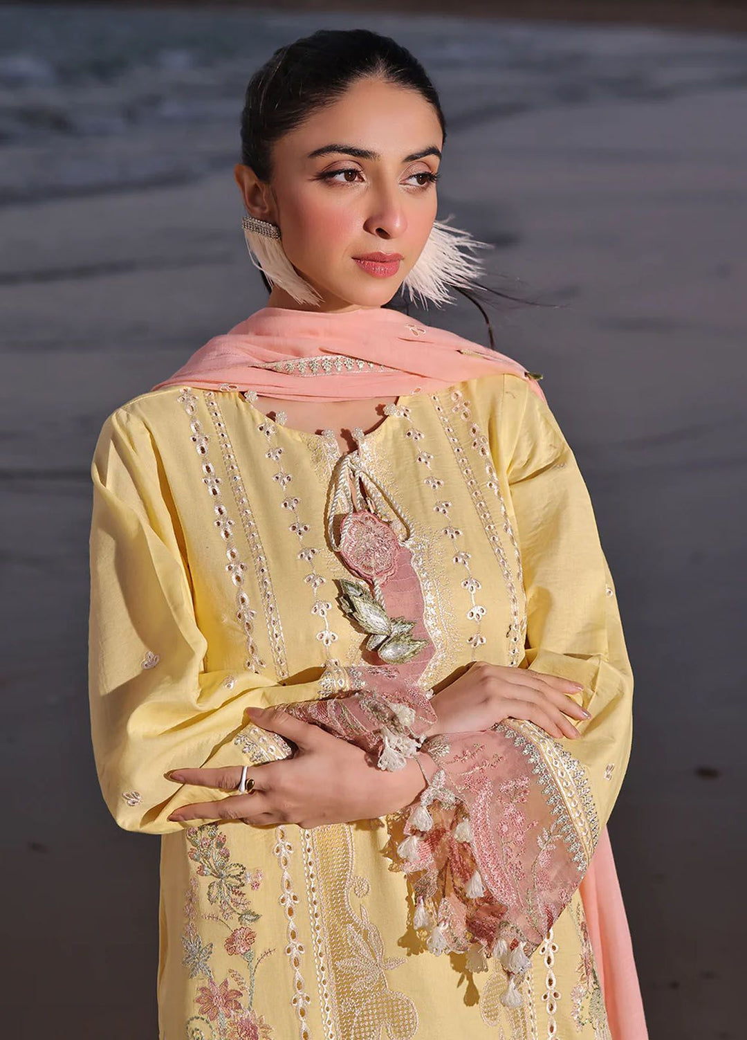 Saahil by Izel Embroidered Lawn Suits Unstitched 3 Piece IZL24SL Mushq - Summer Collection