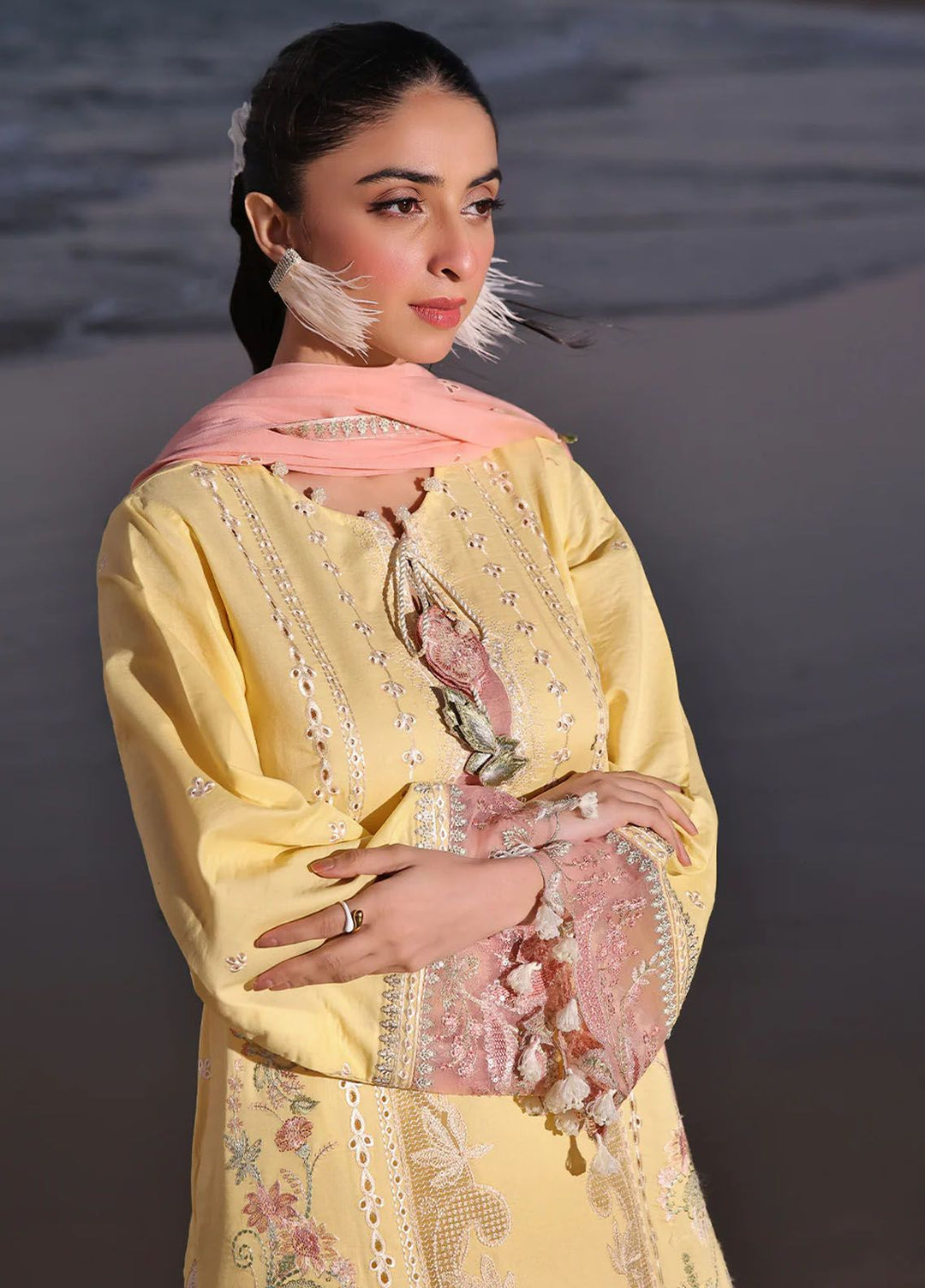 Saahil by Izel Embroidered Lawn Suits Unstitched 3 Piece IZL24SL Mushq - Summer Collection