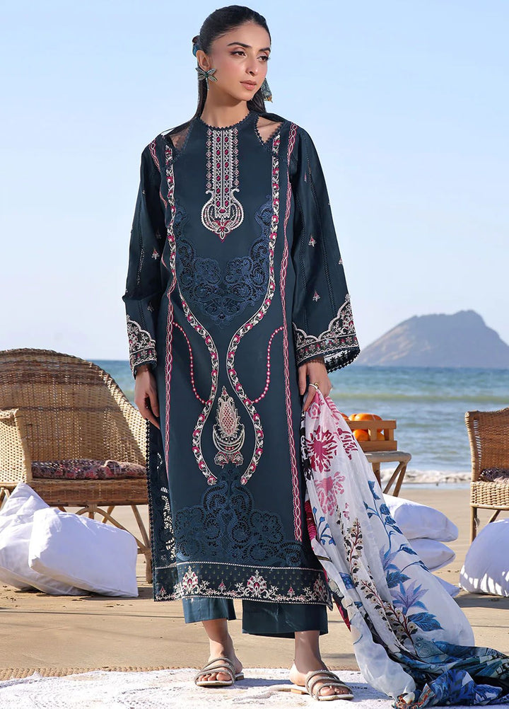Saahil by Izel Embroidered Lawn Suits Unstitched 3 Piece IZL24SL Sapphire - Summer Collection