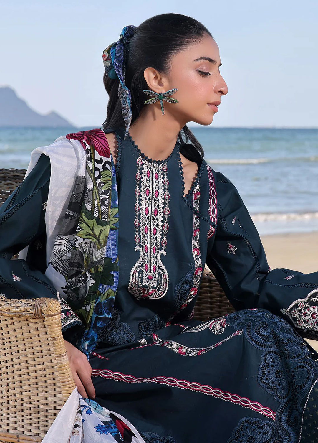 Saahil by Izel Embroidered Lawn Suits Unstitched 3 Piece IZL24SL Sapphire - Summer Collection