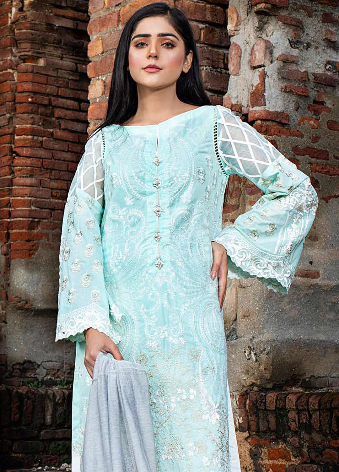 Saanjh By Zunuj Embroidered Lawn Suits Unstitched 3 Piece ZJ23S D-03 - Summer Collection
