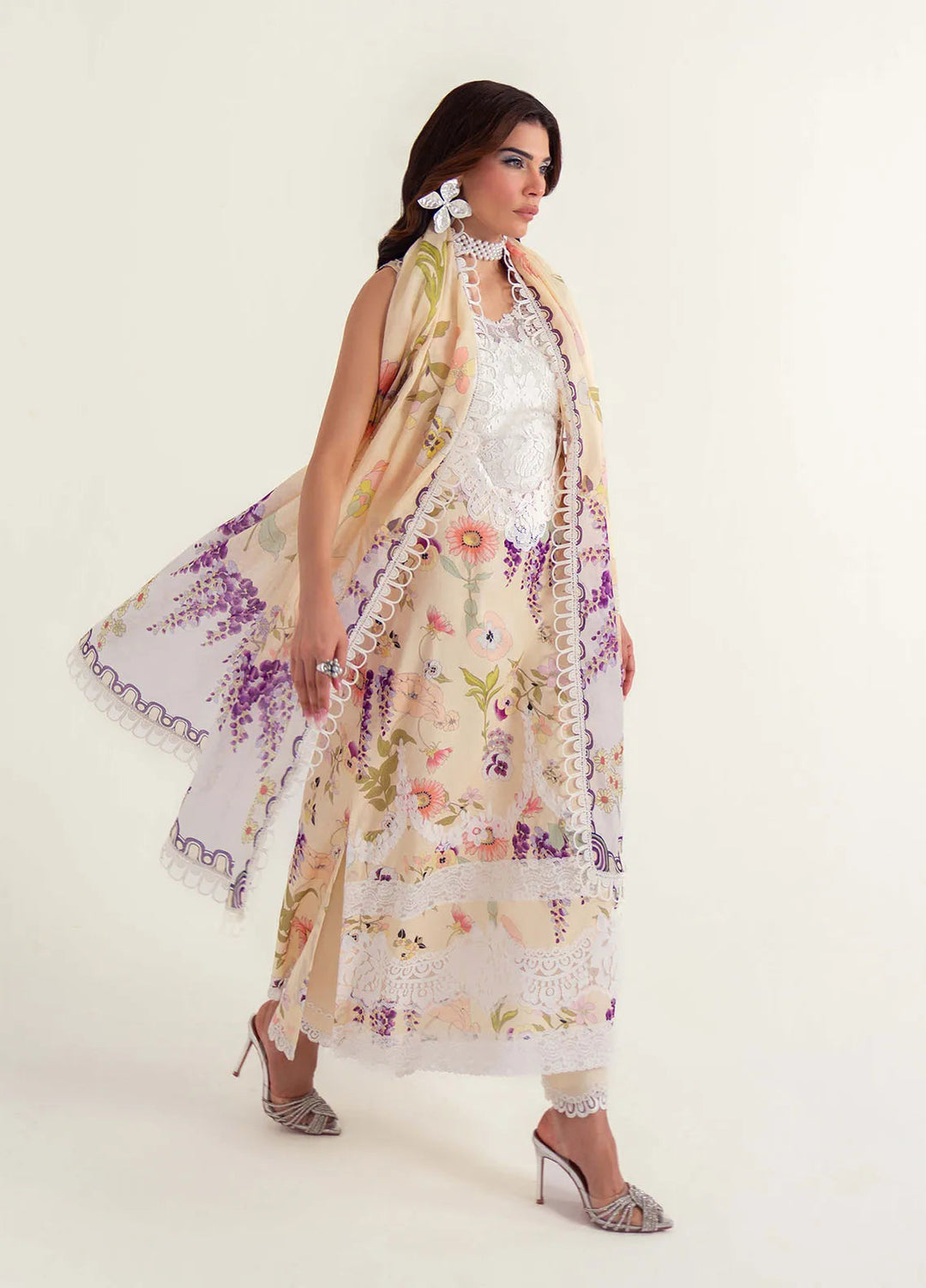 Sable Vogue Embroidered Cotton Net Suits Unstitched 3 Piece SV25LL SL-05 - Summer Collection