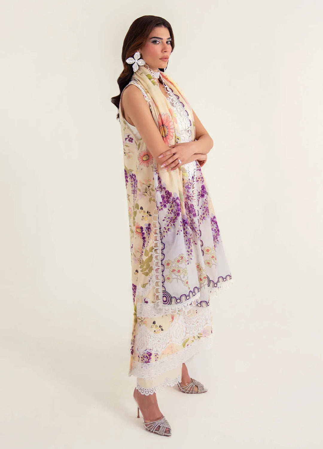 Sable Vogue Embroidered Cotton Net Suits Unstitched 3 Piece SV25LL SL-05 - Summer Collection