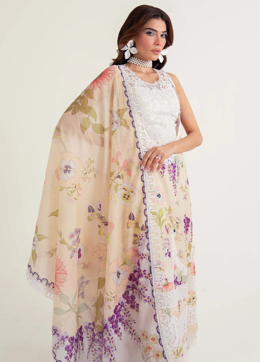 Sable Vogue Embroidered Cotton Net Suits Unstitched 3 Piece SV25LL SL-05 - Summer Collection