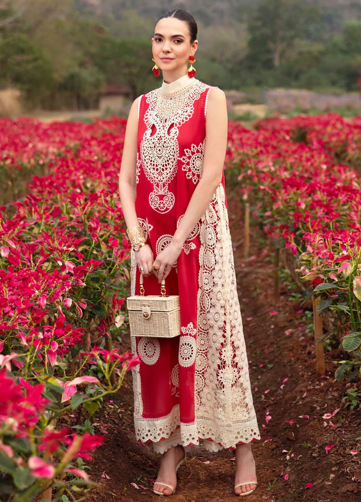 Sable Vogue Embroidered Lawn Suit Unstitched 3 Piece SV24LL SL-01-24 Carnelian - Luxury Summer Collection