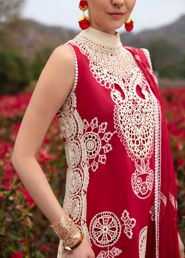Sable Vogue Embroidered Lawn Suit Unstitched 3 Piece SV24LL SL-01-24 Carnelian - Luxury Summer Collection