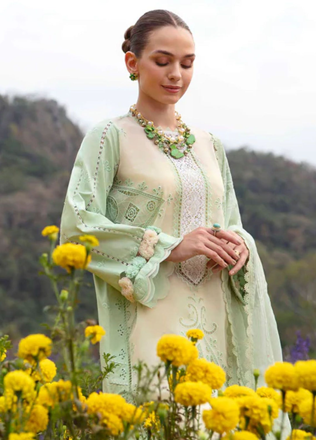 Sable Vogue Embroidered Lawn Suit Unstitched 3 Piece SV24LL SL-04-24 Nisa - Luxury Summer Collection