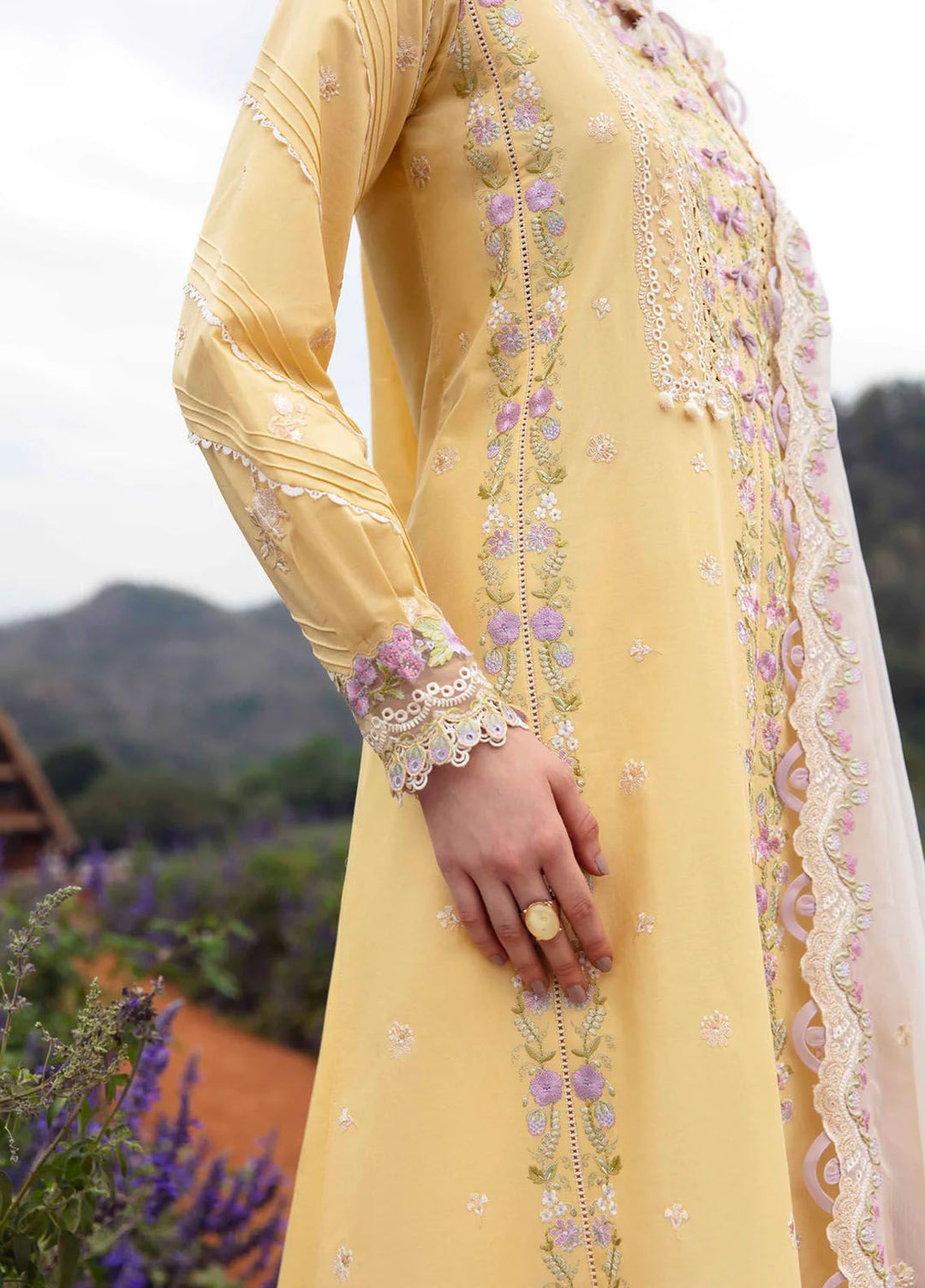 Sable Vogue Embroidered Lawn Suit Unstitched 3 Piece SV24LL SL-08-24 Maye - Luxury Summer Collection