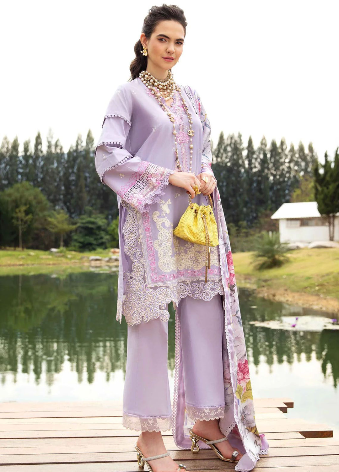 Sable Vogue Embroidered Lawn Suit Unstitched 3 Piece SV24LL SL-10-24 Aster - Luxury Summer Collection