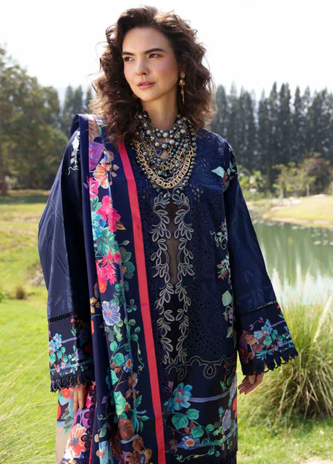 Sable Vogue Embroidered Lawn Suit Unstitched 3 Piece SV24LL SL-13-24 Blossom - Luxury Summer Collection