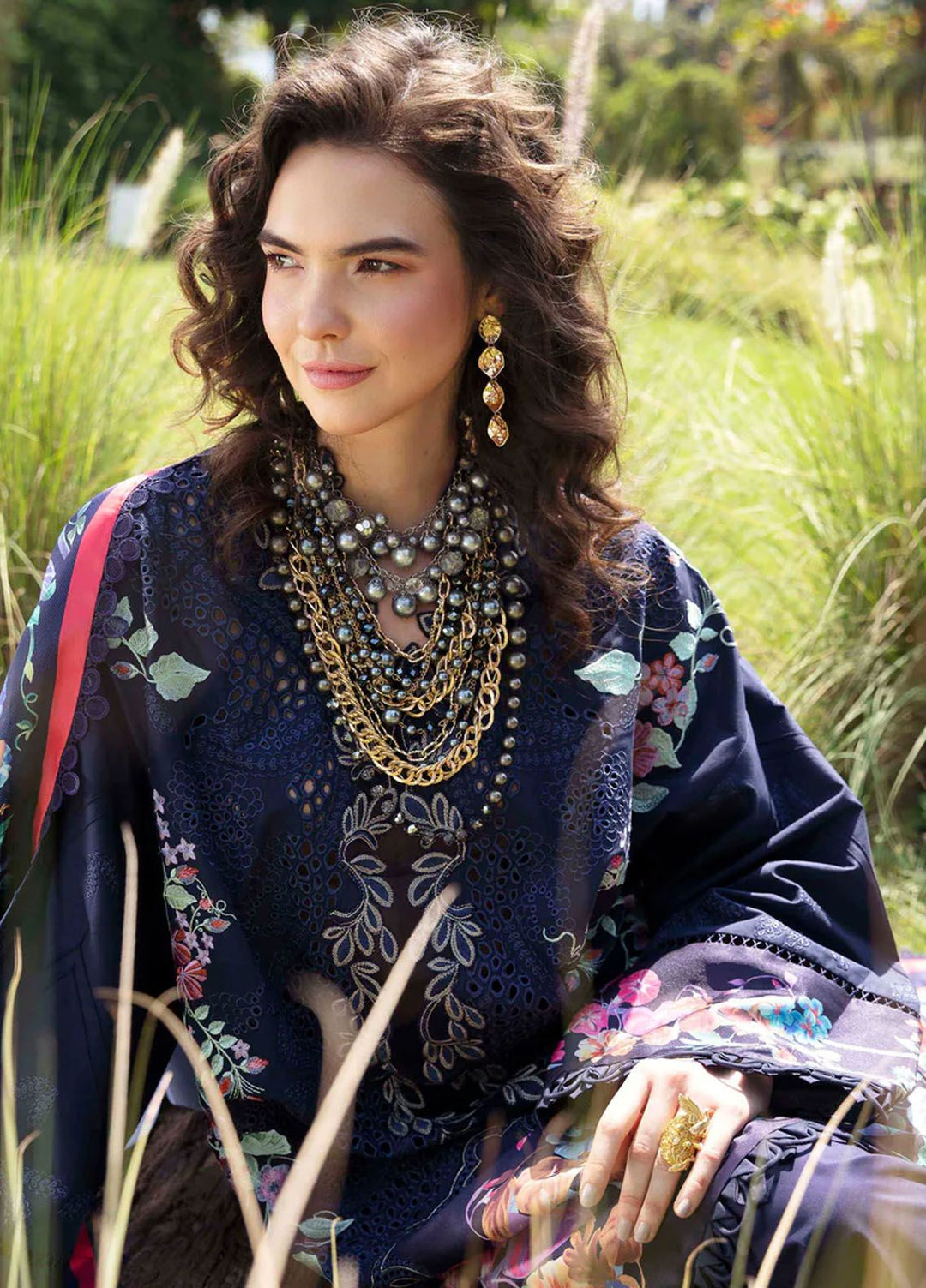 Sable Vogue Embroidered Lawn Suit Unstitched 3 Piece SV24LL SL-13-24 Blossom - Luxury Summer Collection