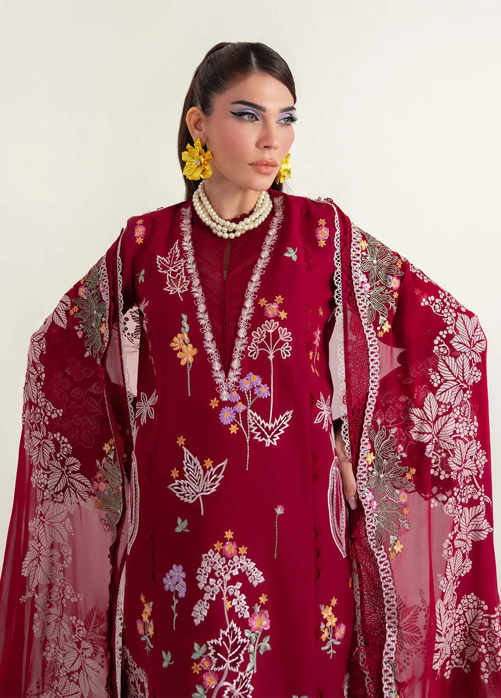 Sable Vogue Embroidered Lawn Suits Unstitched 3 Piece SV25LL SL-08 - Summer Collection