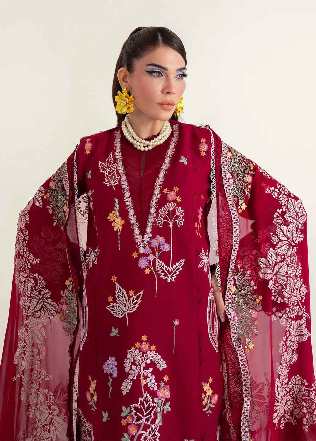 Sable Vogue Embroidered Lawn Suits Unstitched 3 Piece SV25LL SL-08 - Summer Collection