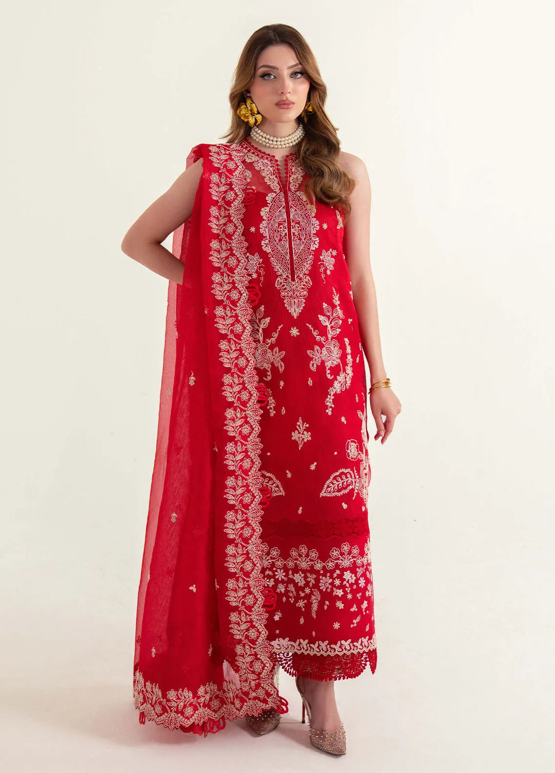 Sable Vogue Embroidered Net Suits Unstitched 3 Piece SV25LL SL-02 - Summer Collection