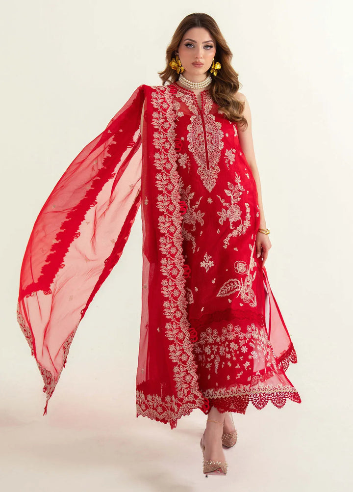 Sable Vogue Embroidered Net Suits Unstitched 3 Piece SV25LL SL-02 - Summer Collection