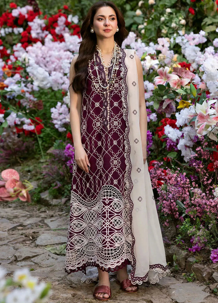 Sable Vogue Embroidered Organza Suit Unstitched 4 Piece SV25LF SL-02-25 - Luxury Collection