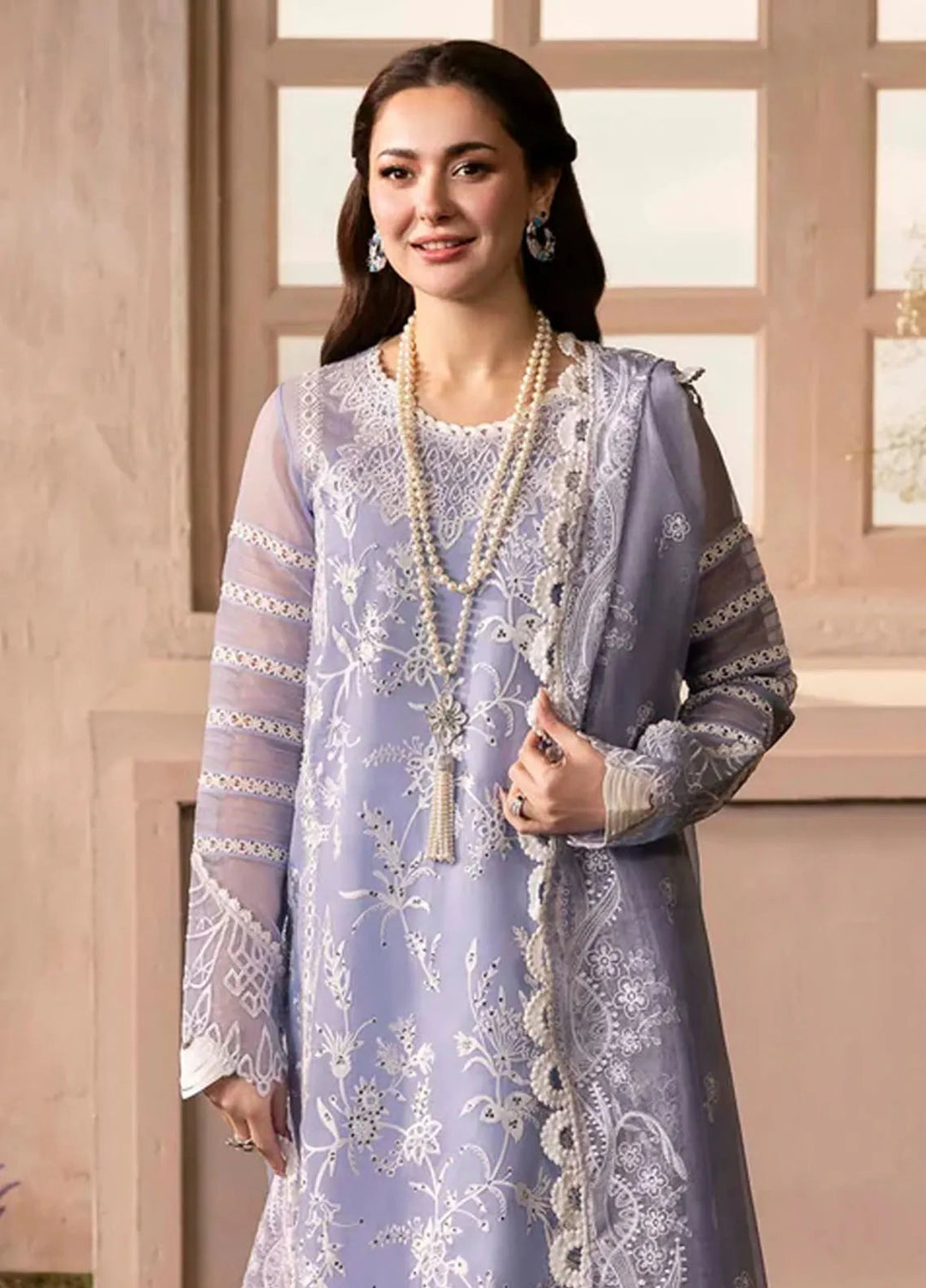 Sable Vogue Embroidered Organza Suit Unstitched 4 Piece SV25LF SL-04-25 - Luxury Collection