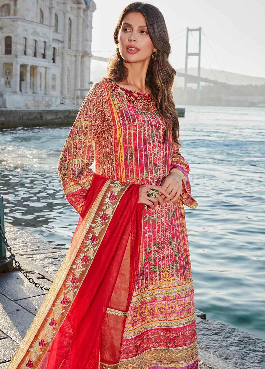 Sable Vogue Embroidered Silk Suits Unstitched 3 Piece SRS-08 SV22NFU - Luxury Collection