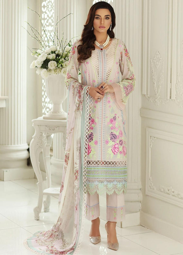 Sable Vogue Embroidered Lawn Suits Unstitched 3 Piece SV21-L2 01 Rose Serenade - Luxury Collection