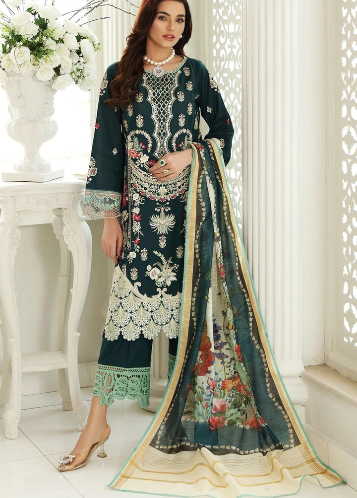 Sable Vogue Embroidered Lawn Suits Unstitched 3 Piece SV21-L2 05 Emerald Song - Luxury Collection