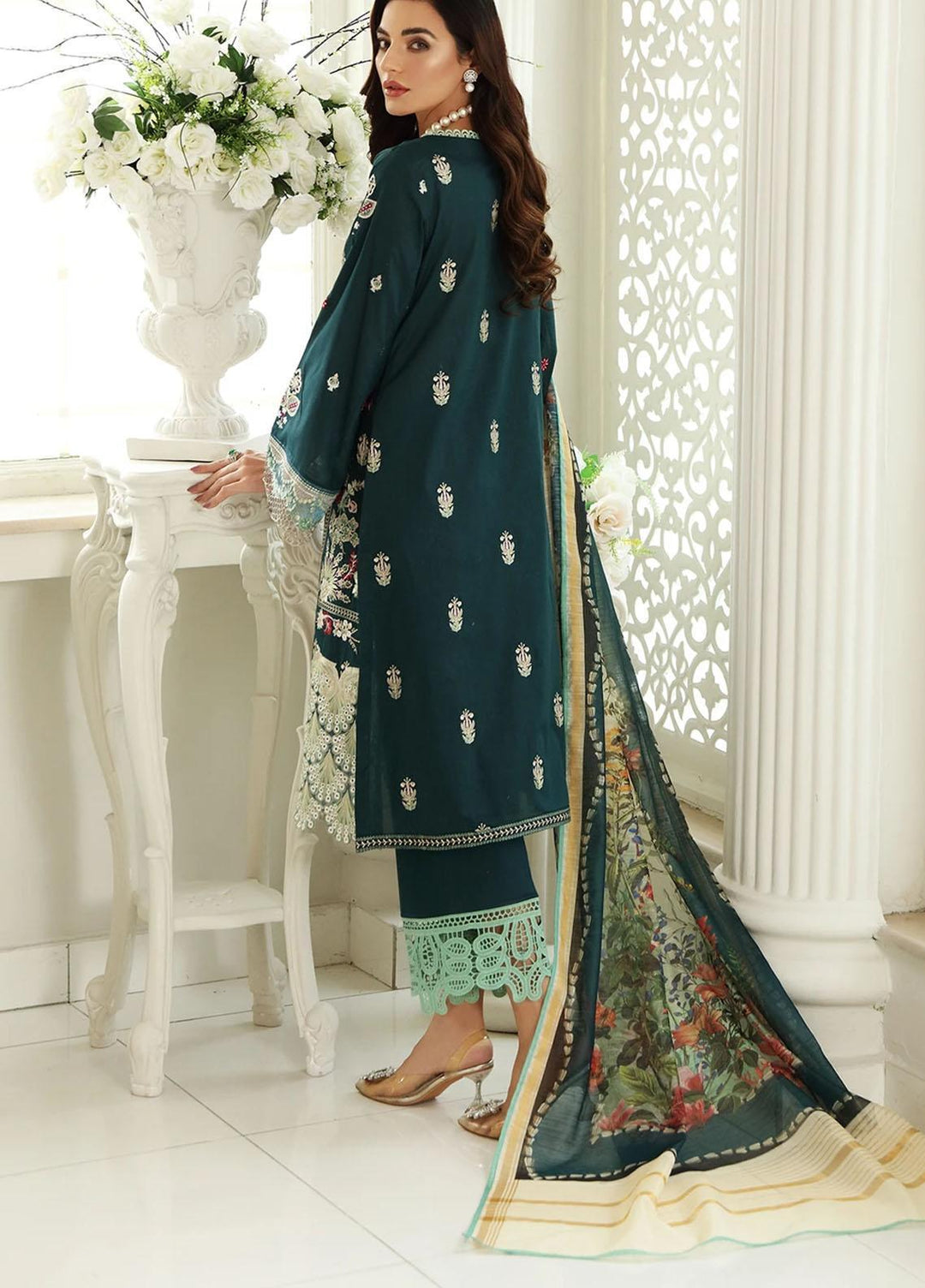 Sable Vogue Embroidered Lawn Suits Unstitched 3 Piece SV21-L2 05 Emerald Song - Luxury Collection