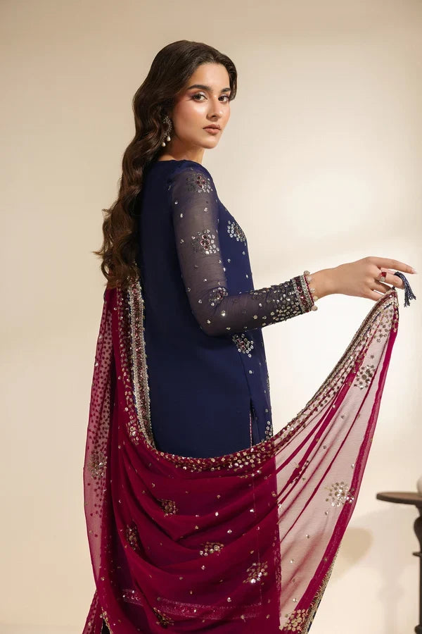 Meraki by Zarif Unstitched Embroidered Chiffon 3 Piece Suit ZR26UCM SABLE 10 - Festive Collection