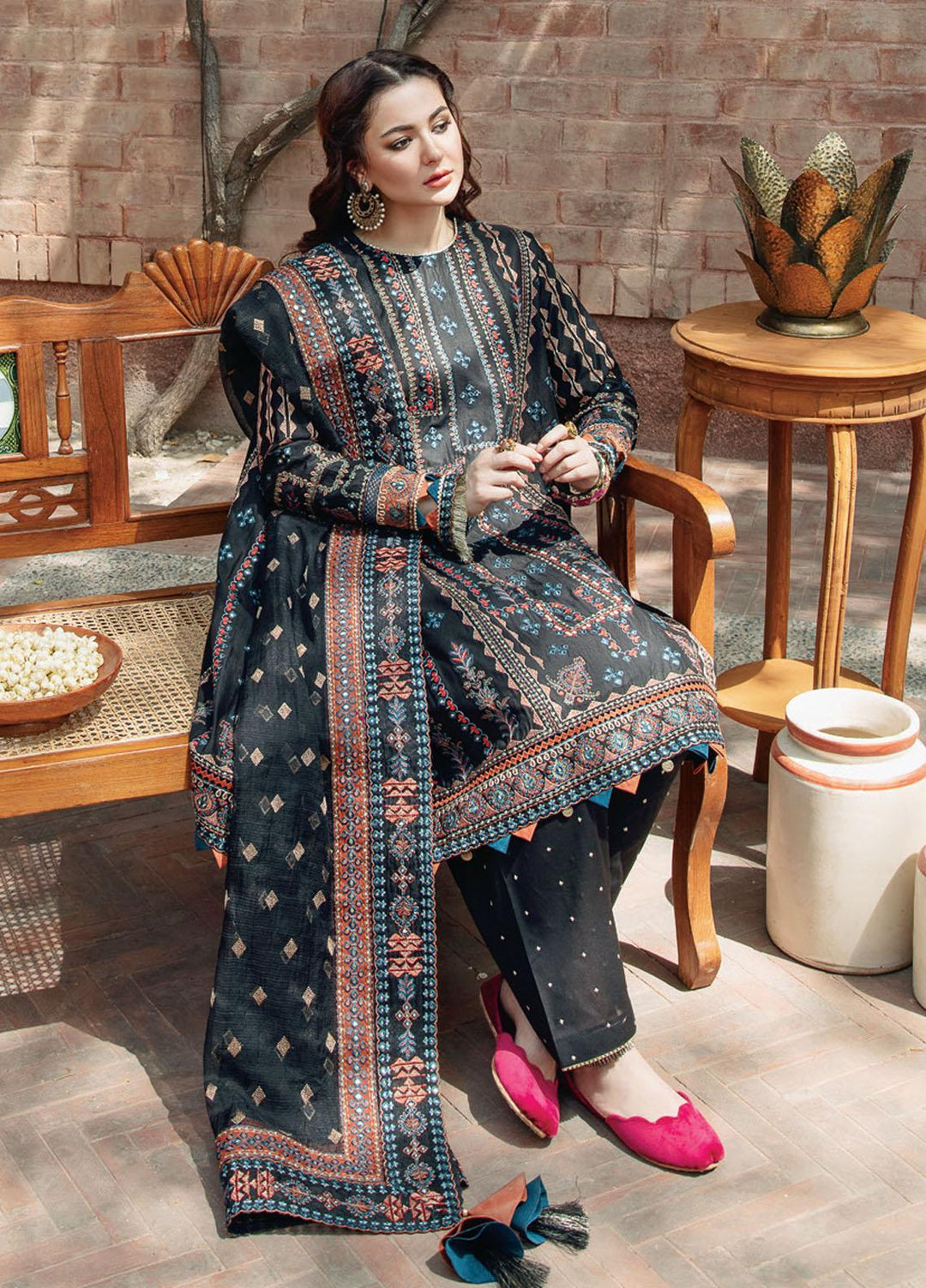 Sabrang By Jazmin Embroidered Lawn Suits Unstitched 3 Piece SBJFL022 D9 - SHAFAQ - Summer Collection