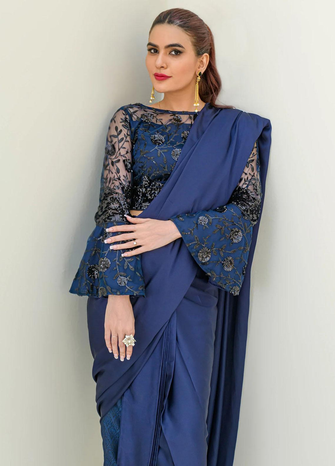 Jooray Kapray Pret Embroidered Silk Saree JKAE003 Gehraai