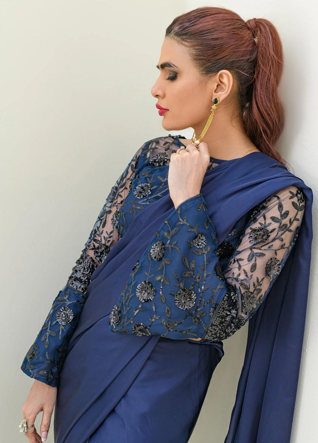 Jooray Kapray Pret Embroidered Silk Saree JKAE003 Gehraai