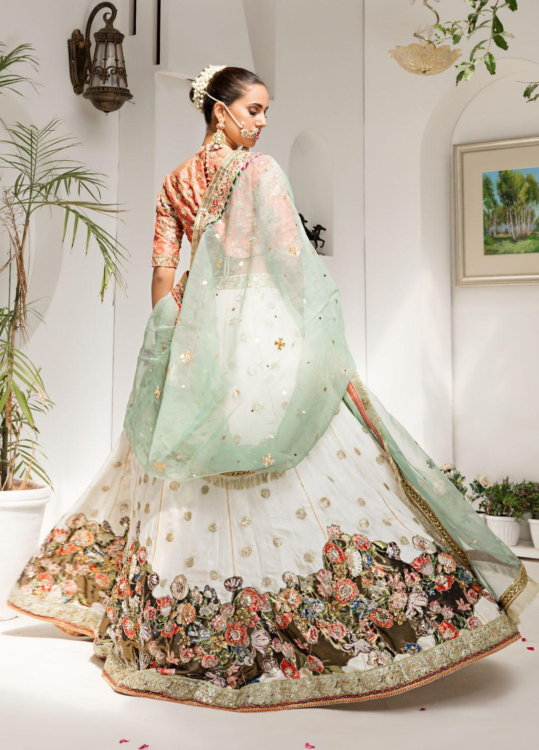 Sadya Sumair Luxury Pret Embroidered Raw Silk 3 Piece Dress Lehnga Choli