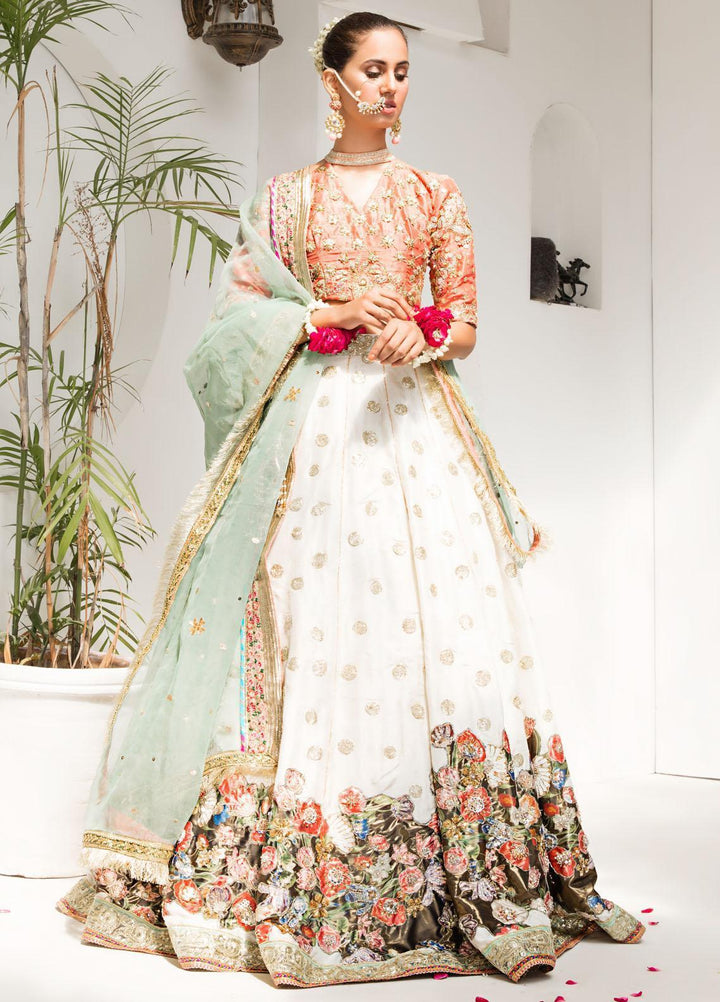 Sadya Sumair Luxury Pret Embroidered Raw Silk 3 Piece Dress Lehnga Choli