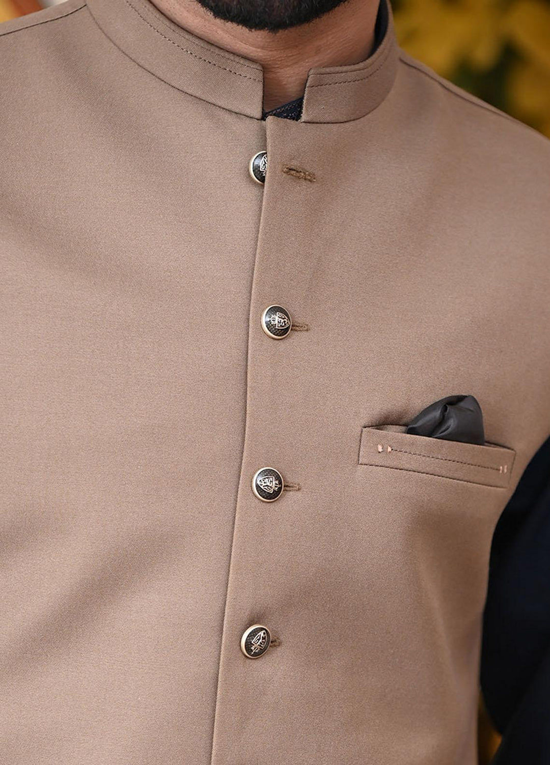 Saeed Ajmal Textured Festive Waistcoat for Men -  10-20-14-1443 Brown