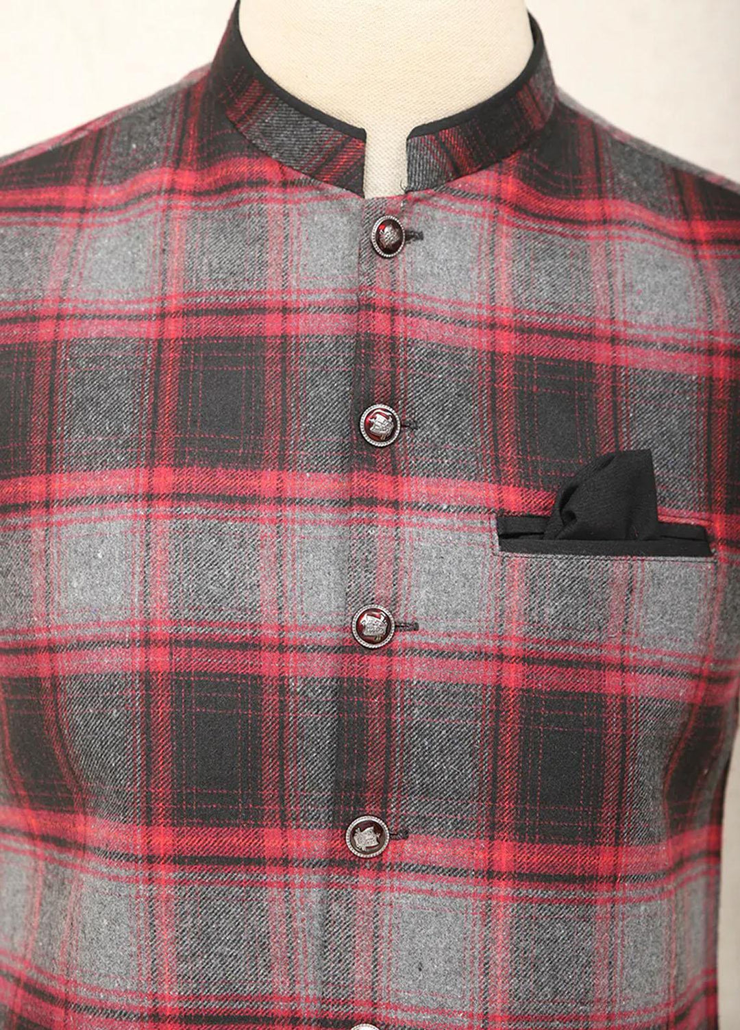 Saeed Ajmal Textured Festive Waistcoat for Men -  10-20-14-1451 Grey