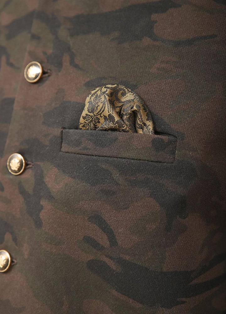 Saeed Ajmal Textured Festive Waistcoat for Men -  10-20-14-1495 Camo