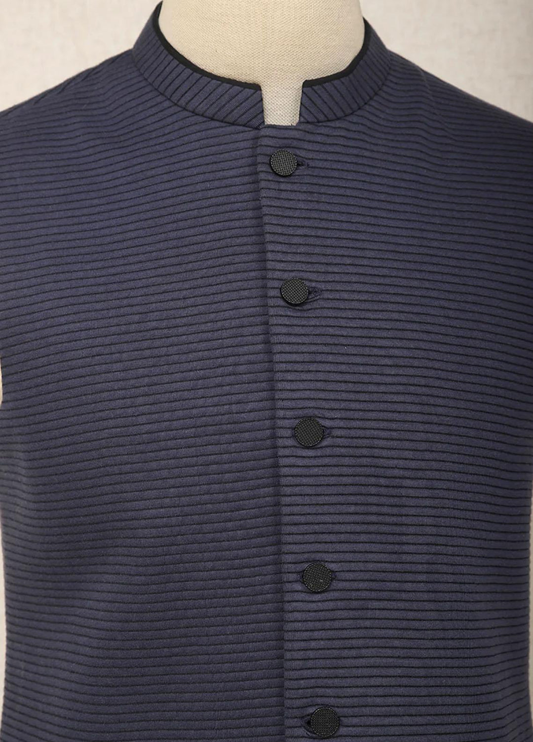 Saeed Ajmal Textured Festive Waistcoat for Men -  10-20-14-1491 Navy