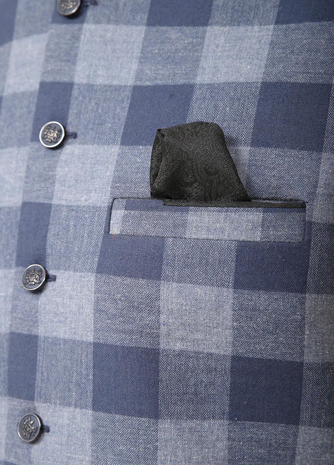 Saeed Ajmal Textured Festive Waistcoat for Men -  10-20-14-1507 Blue