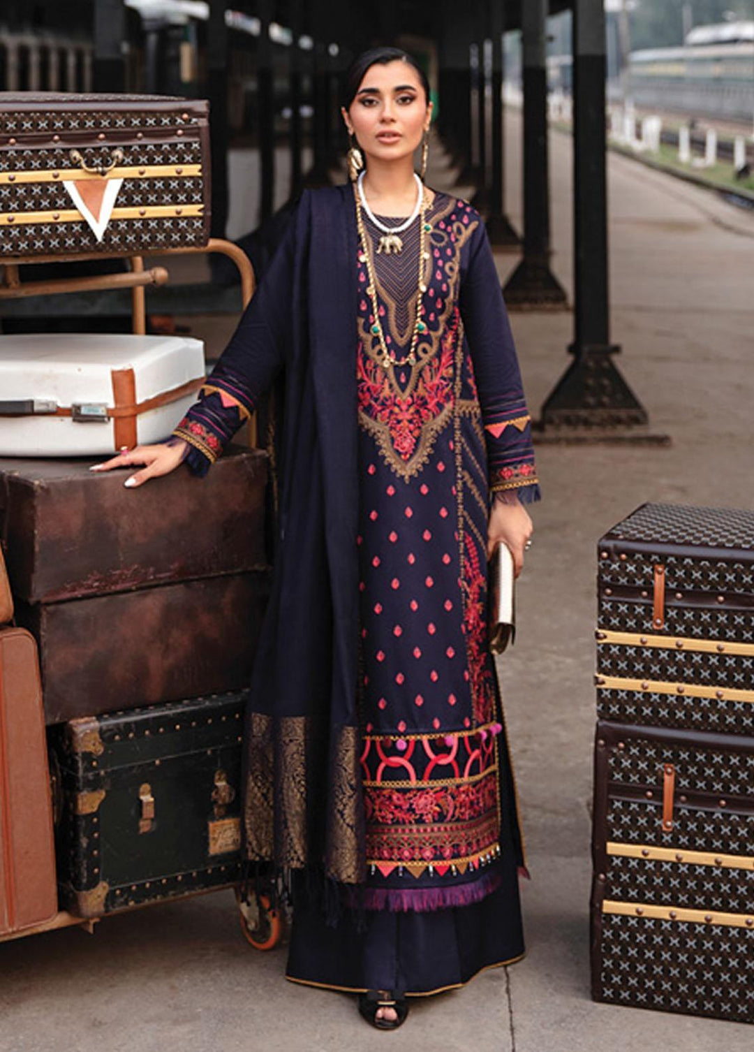 Safarnama By Rang Rasiya Embroidered Cotail Suits Unstitched 3 Piece RR22S 06 Qainat - Winter Collection