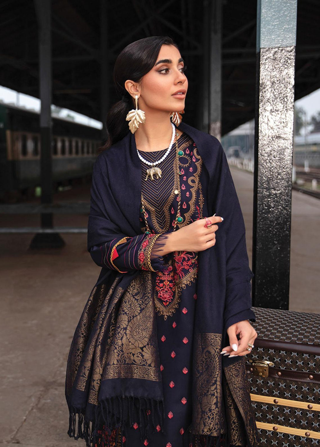 Safarnama By Rang Rasiya Embroidered Cotail Suits Unstitched 3 Piece RR22S 06 Qainat - Winter Collection