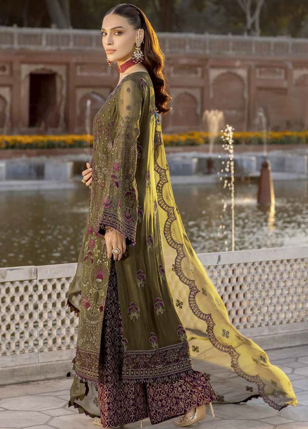 Safeera by Flossie Embroidered Chiffon Suits Unstitched 3 Piece FL24SF S-1307 Ferragnes - Luxury Collection