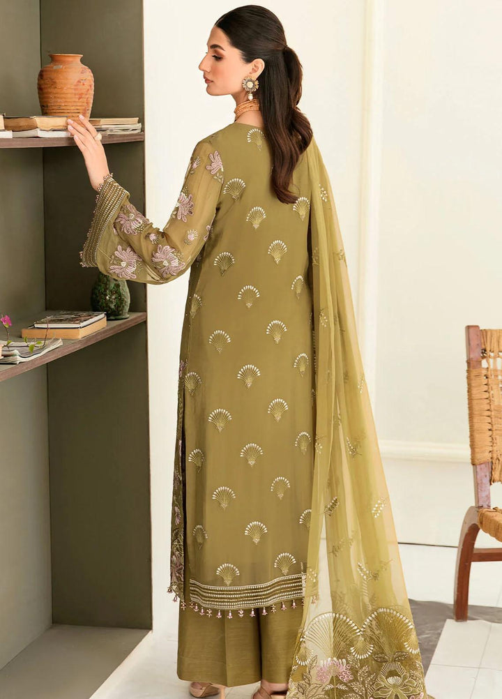 Safeera By Flossie Embroidered Chiffon Suits Unstitched 3 Piece FS23SFLU S-1203 Tuscany - Luxury Collection