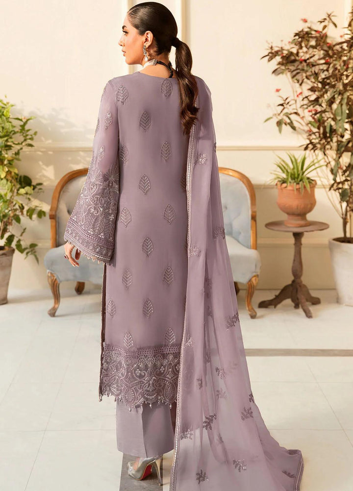 Safeera By Flossie Embroidered Chiffon Suits Unstitched 3 Piece FS23SFLU S-1210 Violet Ice - Luxury Collection
