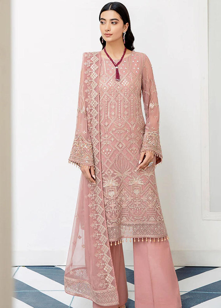 Safeera By Flossie Embroidered Chiffon Suits Unstitched 3 Piece FS23SFLU S-1101 Tranquil Claro - Luxury Collection