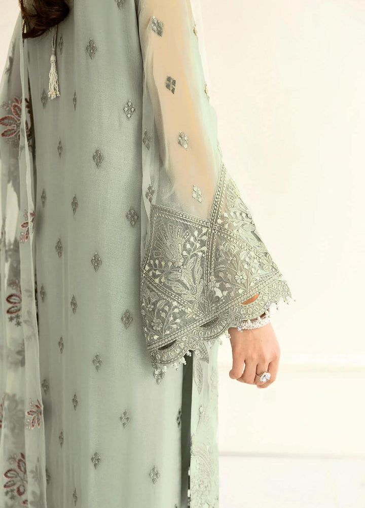 Safeera By Flossie Embroidered Chiffon Suits Unstitched 3 Piece FS23SFLU S-1206 Pistachio - Luxury Collection