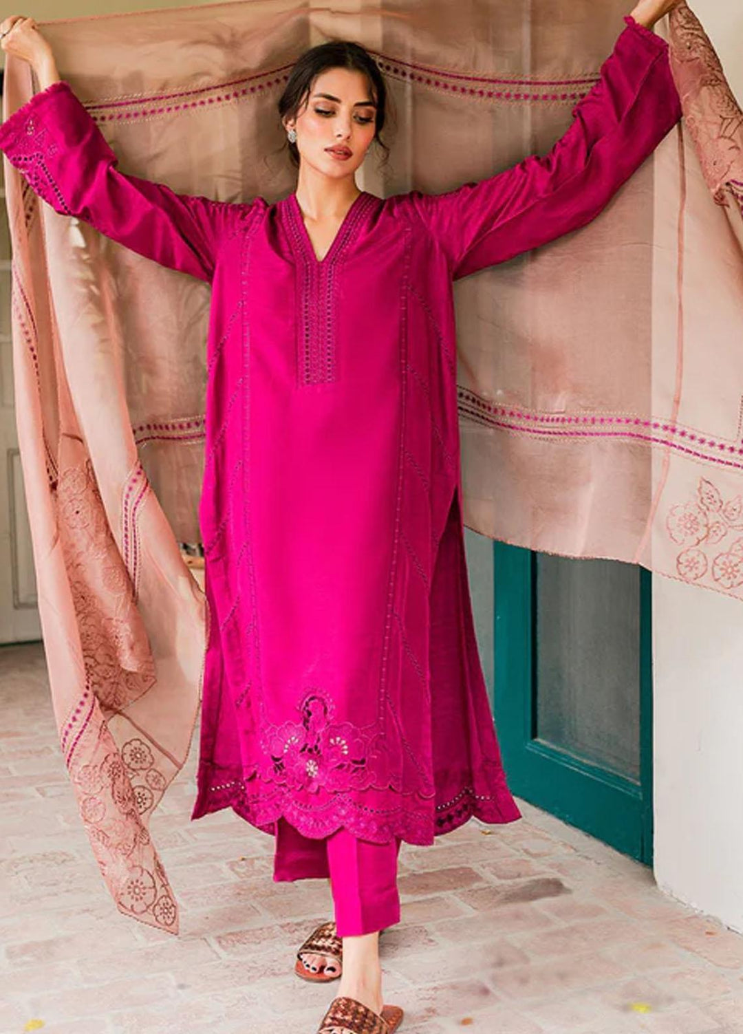 Zoya & Fatima Pret Embroidered Raw Silk 3 Piece Suit SFR-420