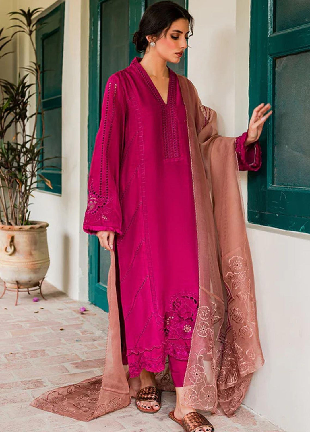 Zoya & Fatima Pret Embroidered Raw Silk 3 Piece Suit SFR-420