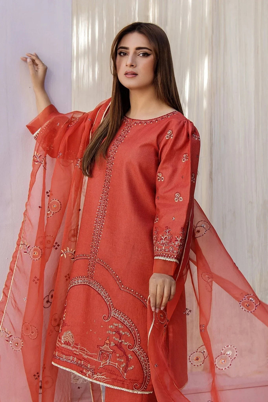 Sohani Rajwani By HM RTW Embroidered Lawn 3 Piece Suit SAFRON Festive Collection