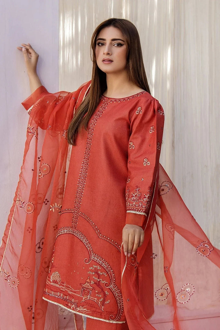 Sohani Rajwani By HM RTW Embroidered Lawn 3 Piece Suit SAFRON Festive Collection