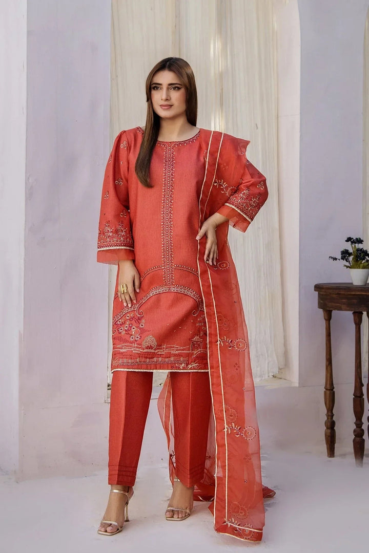 Sohani Rajwani By HM RTW Embroidered Lawn 3 Piece Suit SAFRON Festive Collection