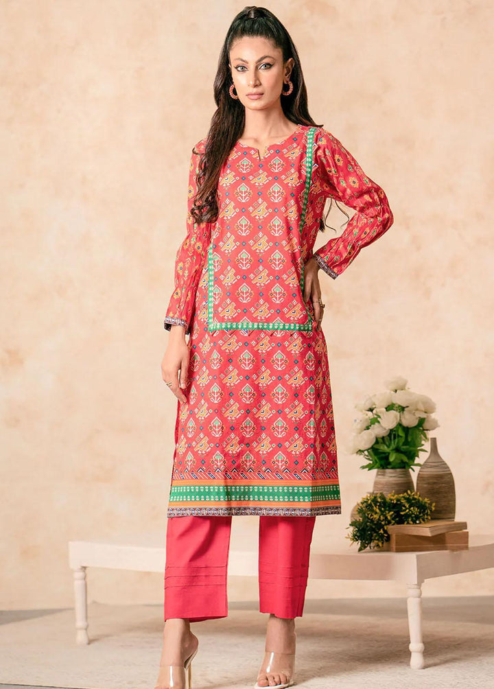 Safwa Printed Lawn Suits Unstitched 2 Piece SW23L S2P-43 Coral Red - Summer Collection