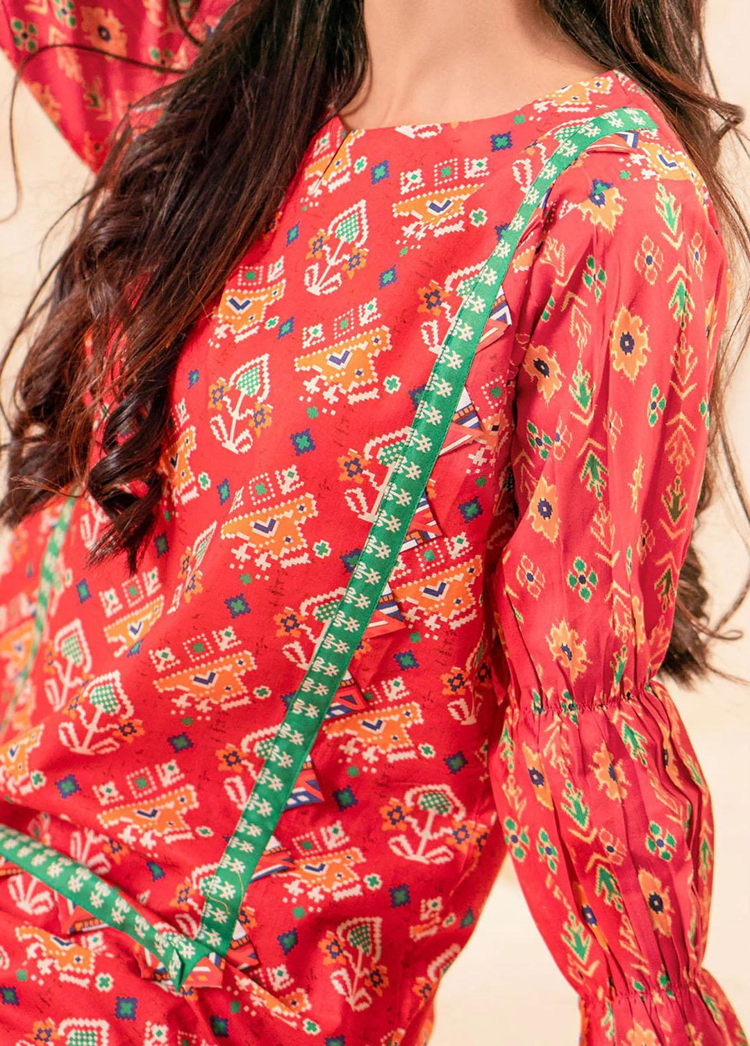 Safwa Printed Lawn Suits Unstitched 2 Piece SW23L S2P-43 Coral Red - Summer Collection